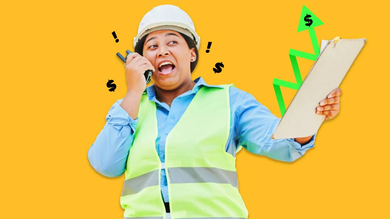 General contractor smiles to imply she can avoid construction cost overruns.