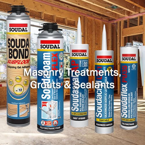 tubes of masonry treatment, grout and sealant