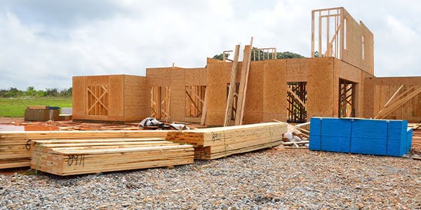 new-construction-light-commercial new building being framed with lumber