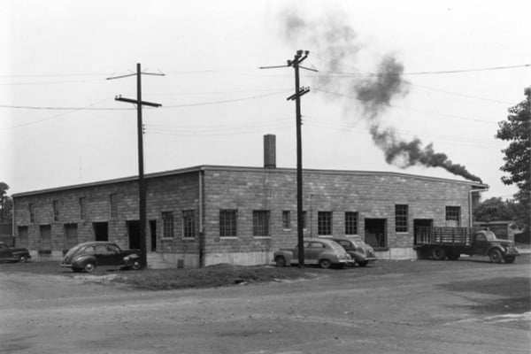 exterior of lensing warehouse back in the 1940s